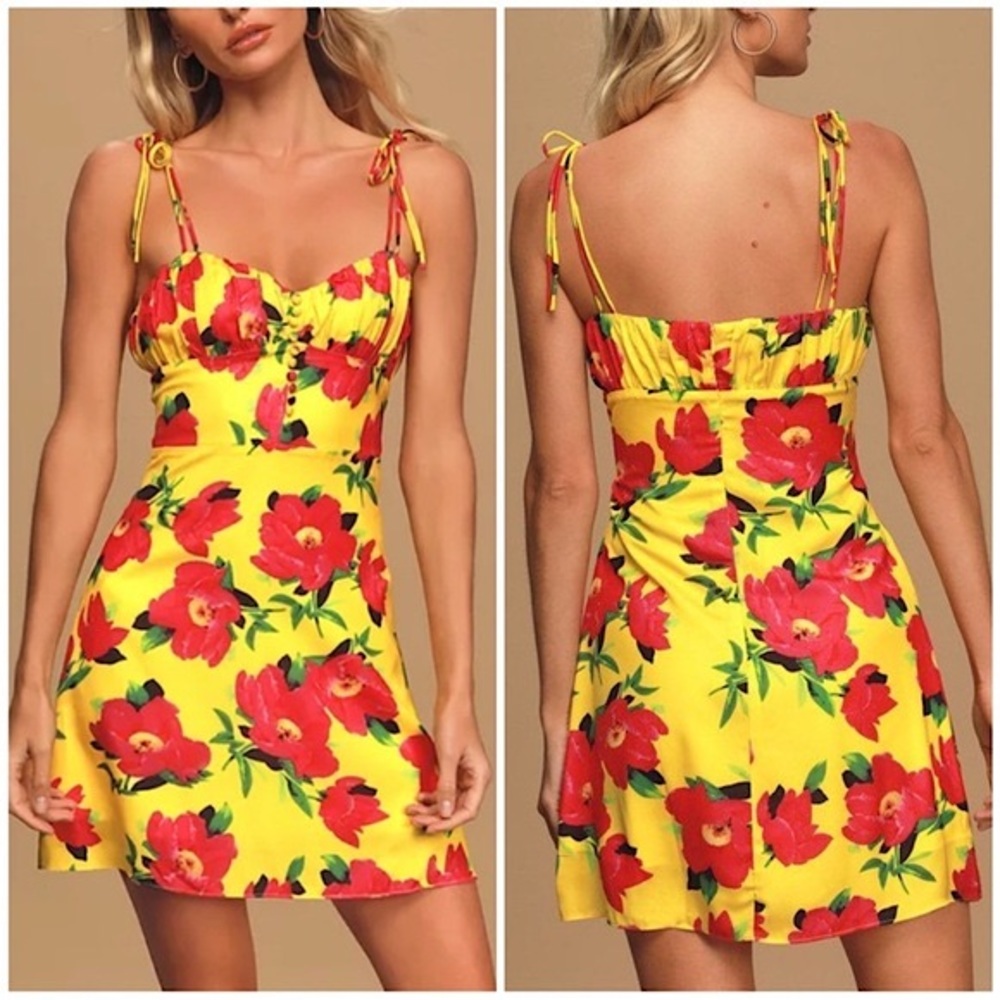 Kourt Dionne Yellow & Pink Floral Sundress